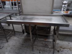 * feed table for pass thru dishwasher - with racking for 3 trays. 1200w x 620d x 900h