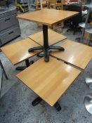 * 5 x low square wooden topped tables. 610w x 610d x 590h