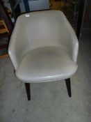 * 3 x grey fux leather chairs with wooden legs