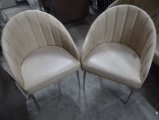 * 20 x cream faux leather chairs with metal legs