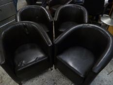 * 4 x brown leather tub chairs