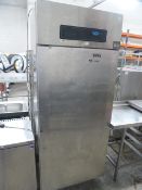 * Fosters upright fridge on castors. 830w x 700d x 2060h
