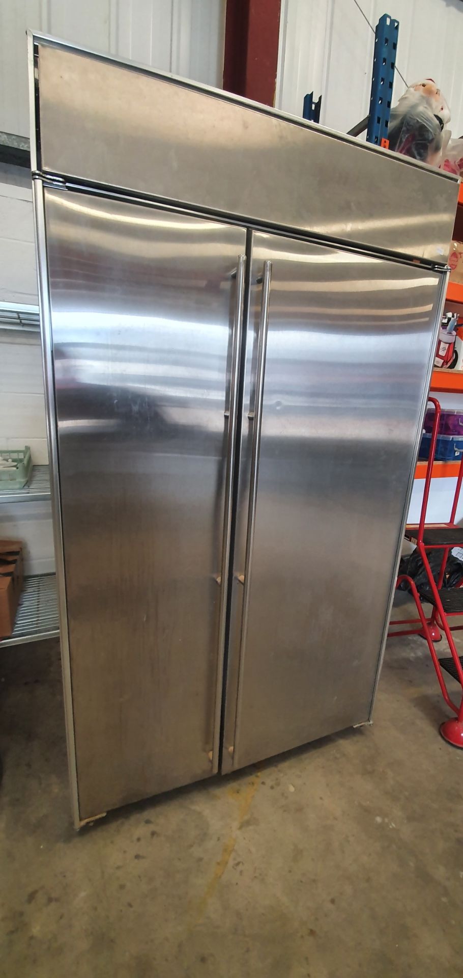 S/S Amana upright domestic fridge/freezer 1250w x 650d x 2100h - at Cornwall Street, Hull, HU8 8AF