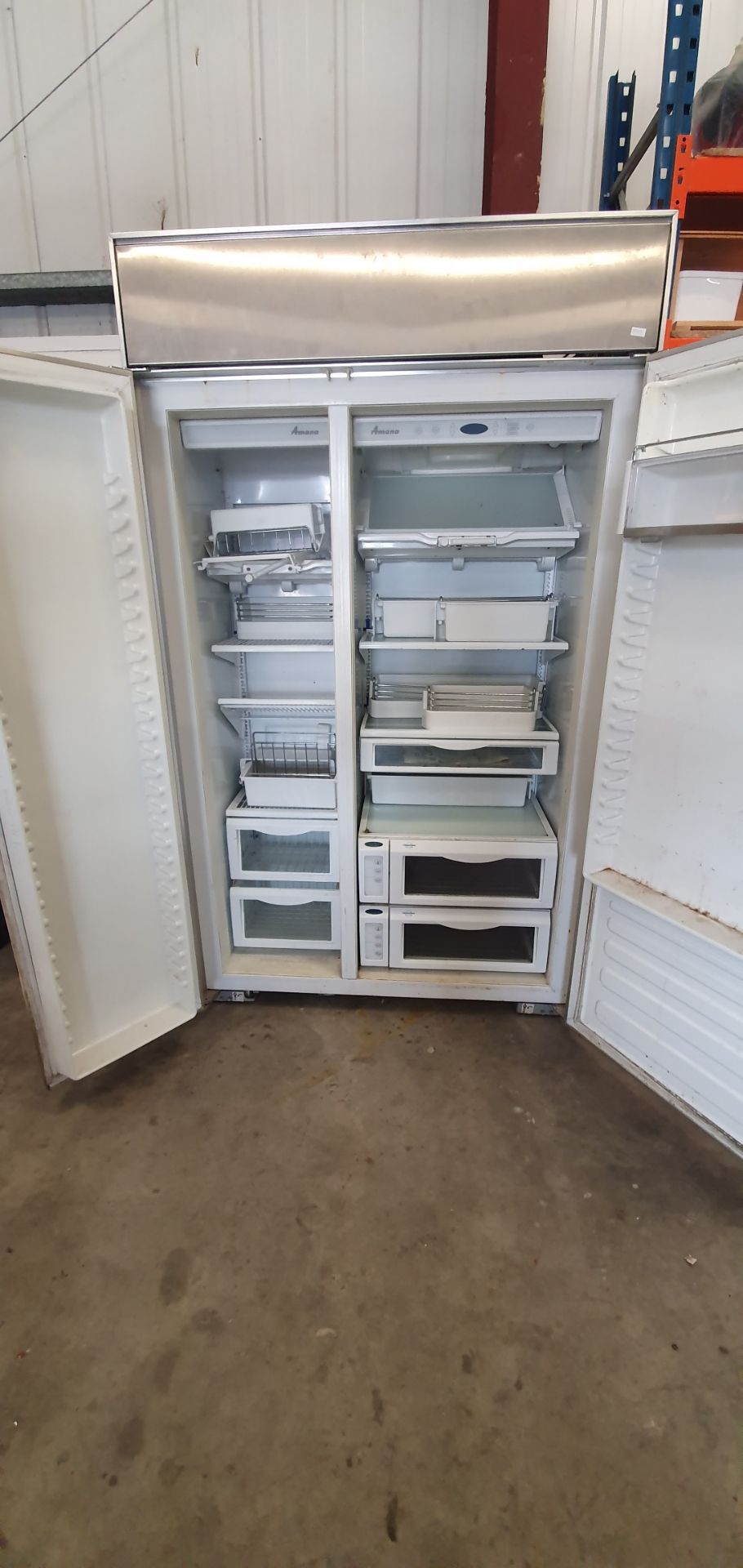 S/S Amana upright domestic fridge/freezer 1250w x 650d x 2100h - at Cornwall Street, Hull, HU8 8AF - Image 4 of 5