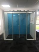 *Back to Back Double Office Cubicle with Glass Front, Sides and Solid Joining Wall - 55" Depth x 96"