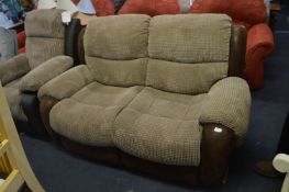 Two Seat Sofa in Chocolate & Mocha Upholstery