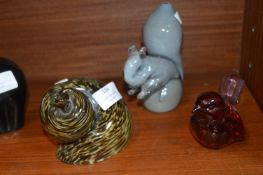 Glass Snail, Squirrel and a Bird
