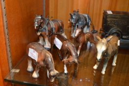 Five Pottery Horses and a Donkey