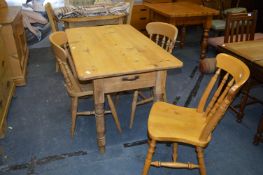 Pine Kitchen Table with Two Matching Chairs plus A