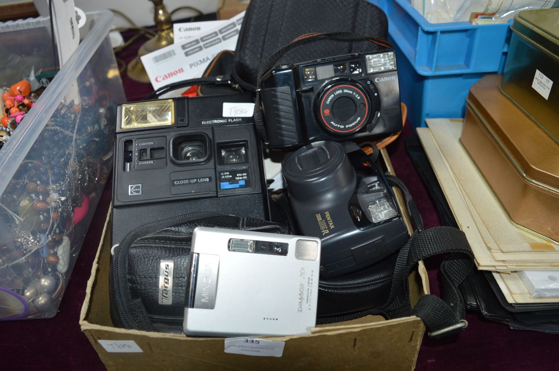 Cameras Including Canon Sureshot, Pentax 105R, Min