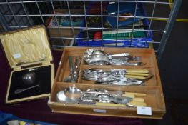 Cutlery Tray and Contents; Vintage Plated Ware, pl