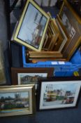 Small Framed Watercolour Studies of Townscapes, Ri