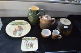 Denby Pottery Bowls, Jugs and Two Doulton Plates