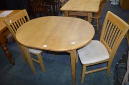 Extending Oval Kitchen Table with Two Chairs