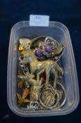 Tray Lot of Costume Jewellery and Donkey Figure