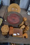 Treen Items Including Turned Fruit and Bowl, etc.