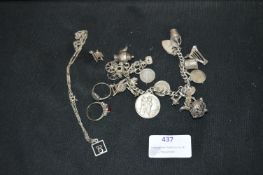 Continental Silver Charm Bracelet and Charms, plus