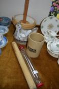 Vintage Kitchenalia; Mixing Bowls, Egg Holder, Rol