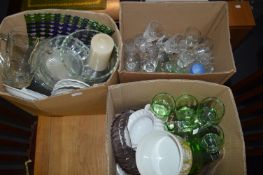 Three Boxes of Glassware; Bowls, Dishes, Jugs, Dri