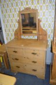 Victorian Stripped Pine Dressing Chest with Mirror