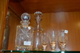 Etched Glass Decanters and Spirit Glasses