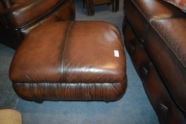 Brown Leather Chesterfield Pouffe