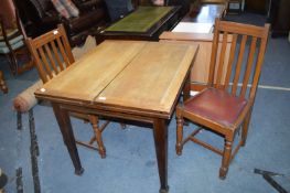 1930's Oak Draw Leaf Dining Table and Two matching