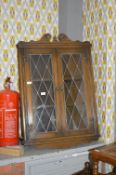 Old Charm Wall Mounted Lead Glass Corner Cupboard