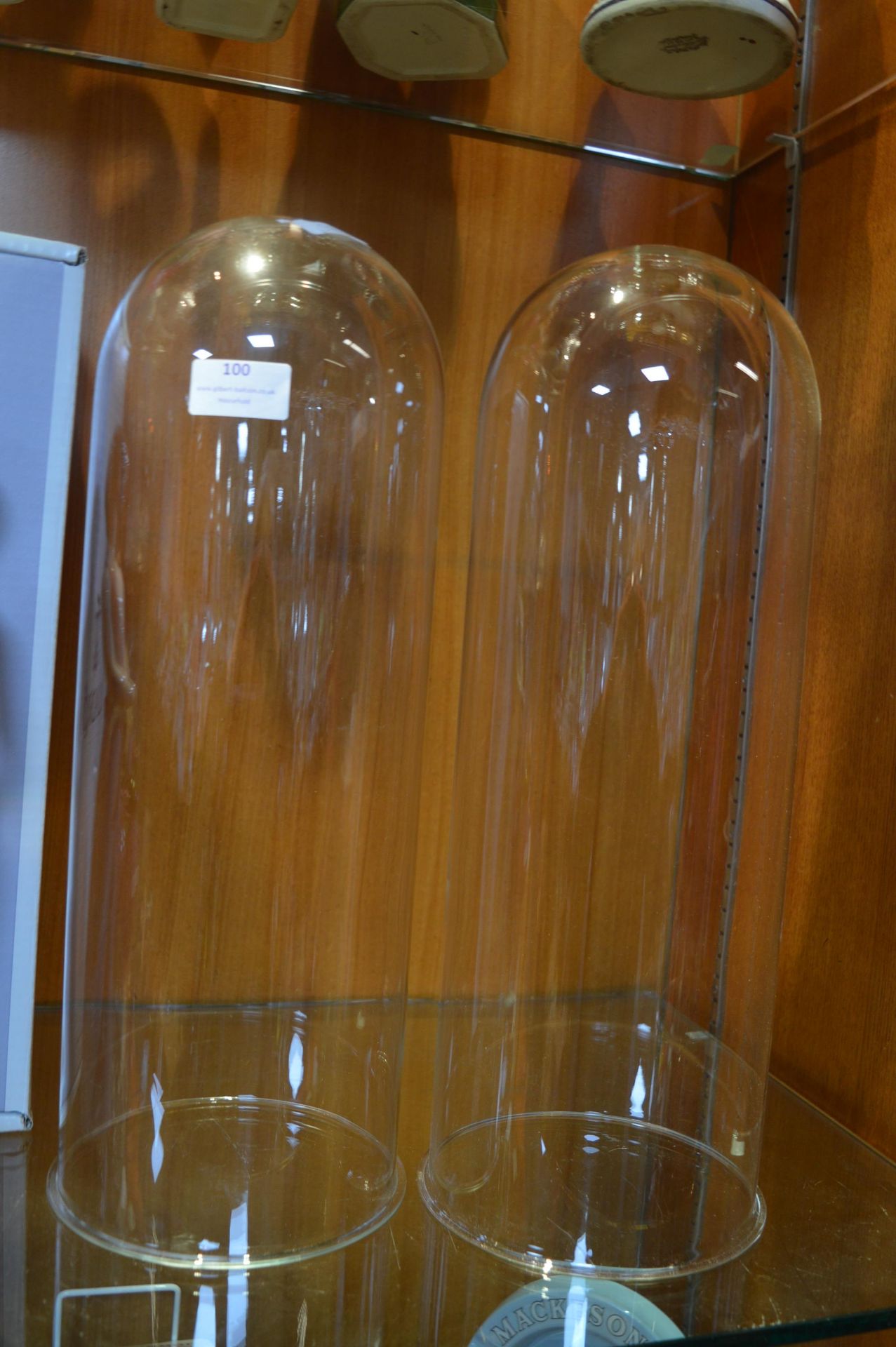 Two Glass Domes 43cm height, 16.5cm diameter