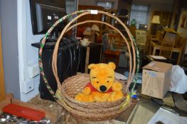 Three Planter Baskets and a Pooh Bear Soft Toy