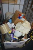 Cage of Household Goods; Lamps, Cleaning Products,