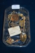 Tray Lot of Costume Jewellery and a Spoon