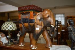 Large Wooden Carving of an Elephant