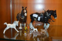 Two Shire Horse Ornaments Including Beswick Foal (