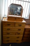 Pine Two over Four Bedroom Chest with Dressing Mir