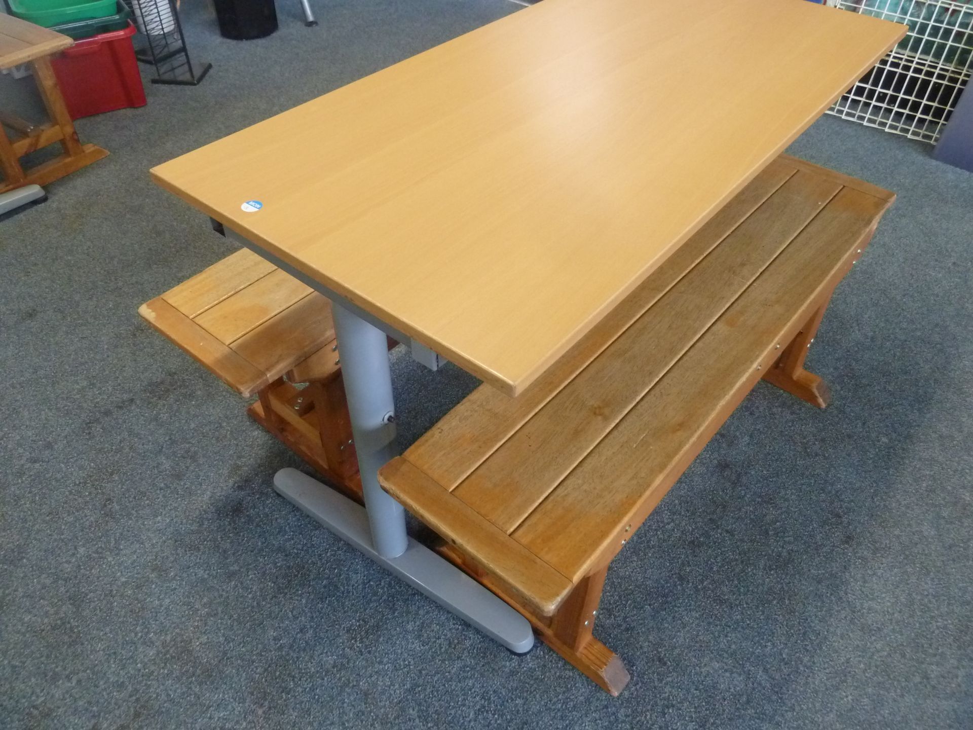 *table with 2 x benches. Table - 1200w x 600d x 700h. Bench - 1140w x 280d x 430h - Image 3 of 4