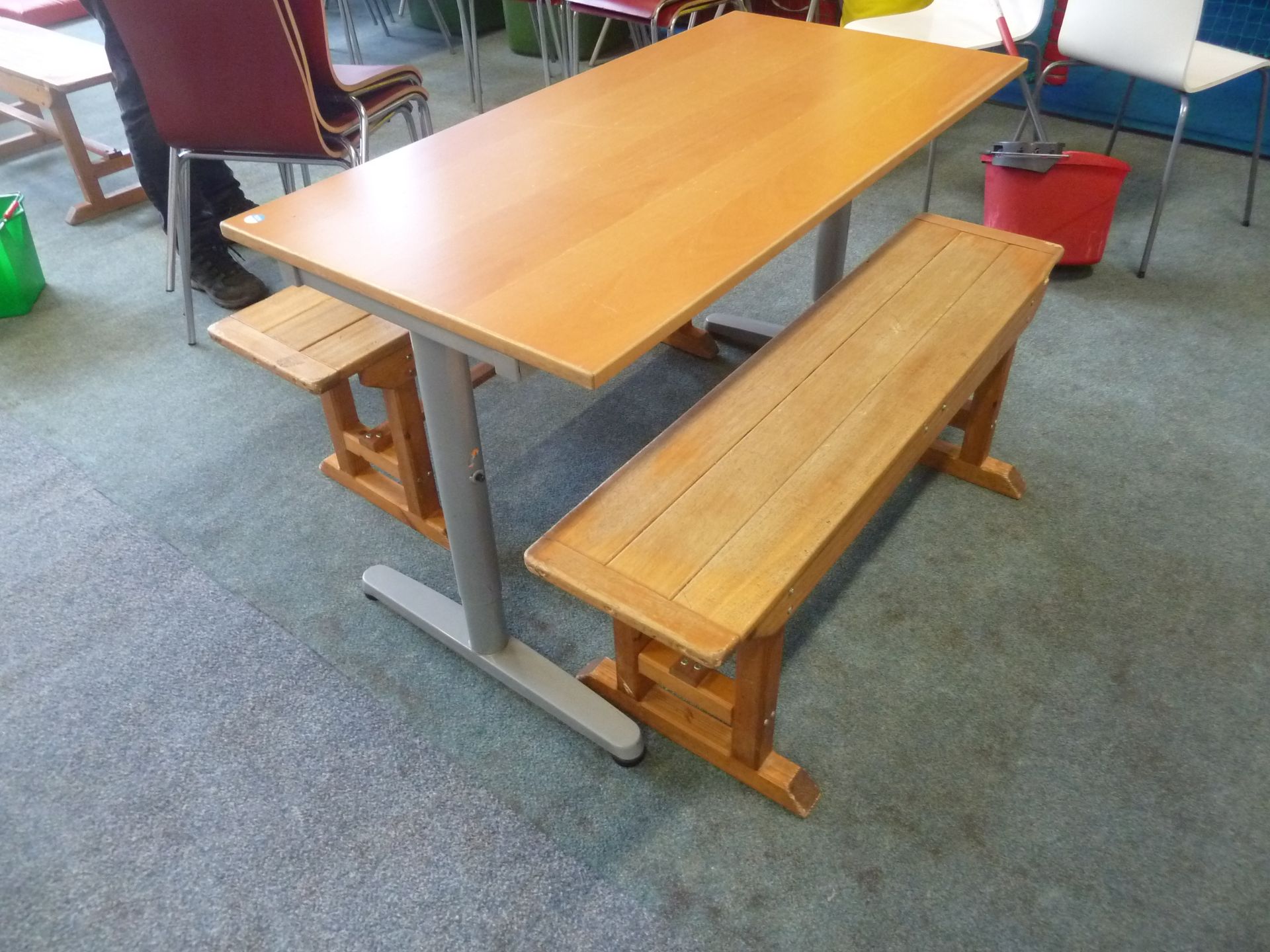 *table with 2 x benches. Table - 1200w x 600d x 700h. Bench - 1140w x 280d x 430h - Image 3 of 3