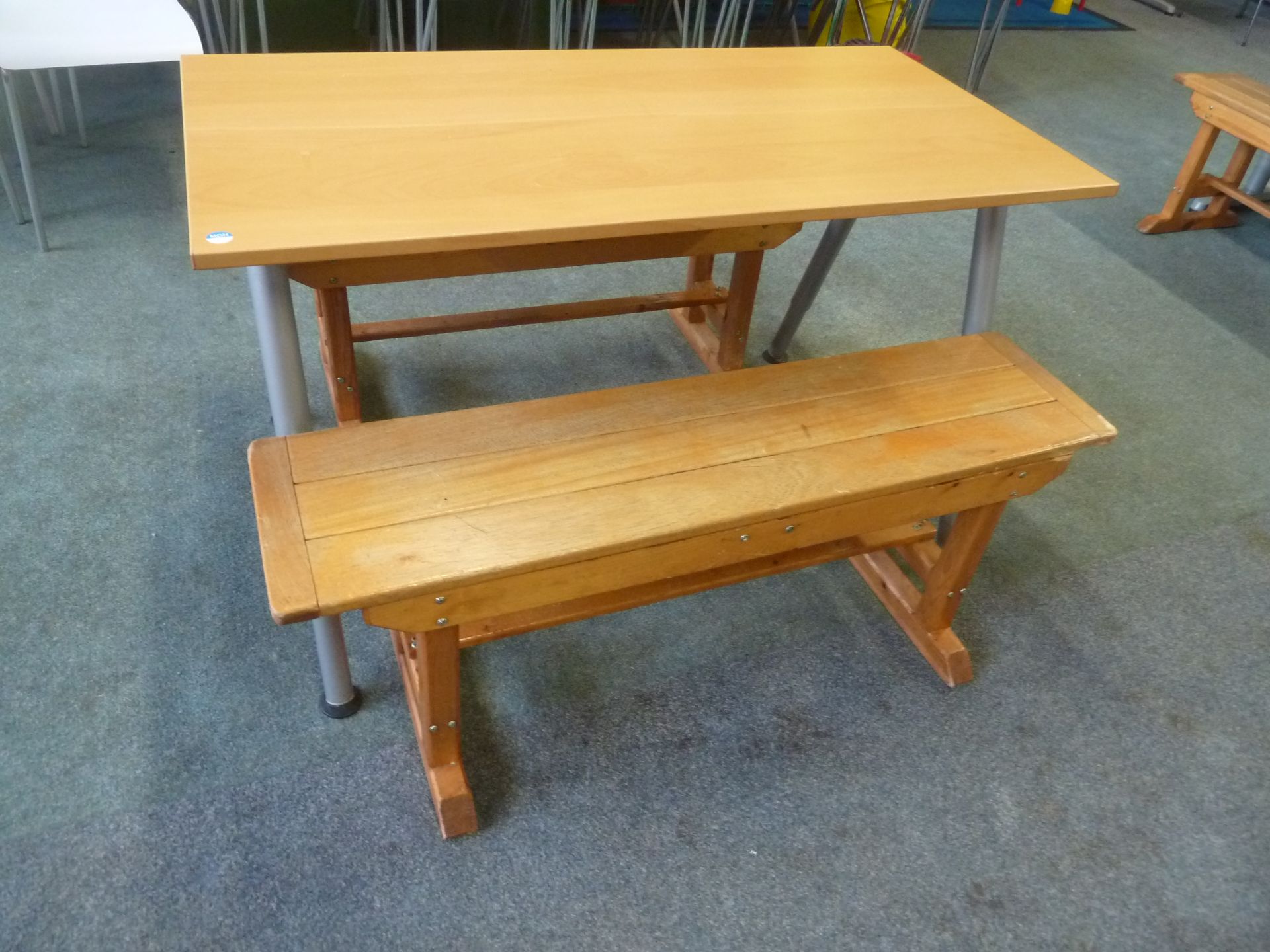 *table with 2 x benches. Table - 1200w x 600d x 700h. Bench - 1140w x 280d x 430h - Image 3 of 4