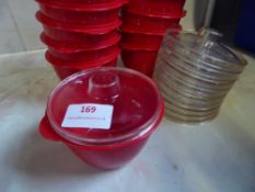 *10 x small red microwave bowls with lids