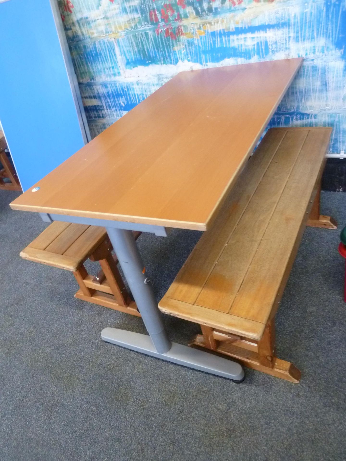 *table with 2 x benches. Table - 1200w x 600d x 700h. Bench - 1140w x 280d x 430h - Image 3 of 3