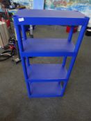*blue plastic shelf unit. 600w x 300d x 1300h