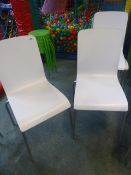 *12 x stackable white chairs with S/S legs (2 slightly different colours)