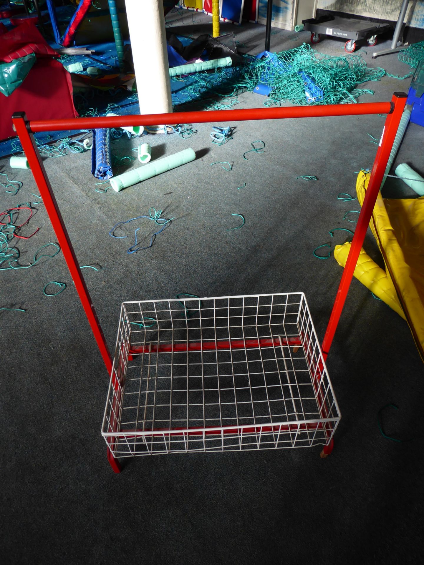 *small coat rail with basket storage. 680w x 470d x 1030h