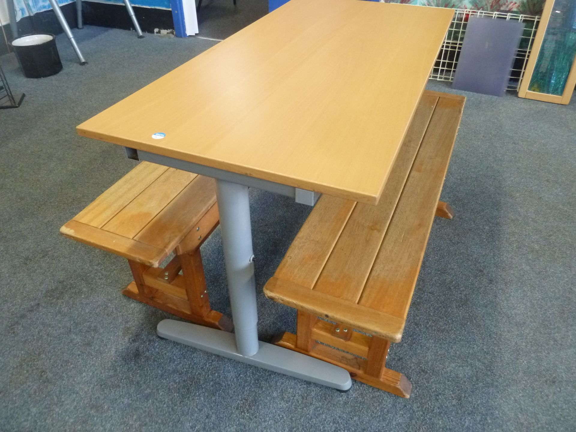 *table with 2 x benches. Table - 1200w x 600d x 700h. Bench - 1140w x 280d x 430h - Image 4 of 4