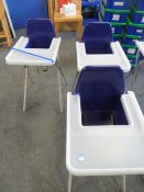 *3 x high chairs - plastic seat and tray with metal x-frame legs