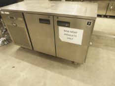 * Foster S/S 2 door preptop fridge on castors. 1420w x 700d x 860h