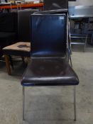 * 8 x brown faux leather chairs with S/S legs - stackable
