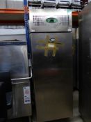 * Foster S/S upright fridge on castors. 700w x 930d x 2060h