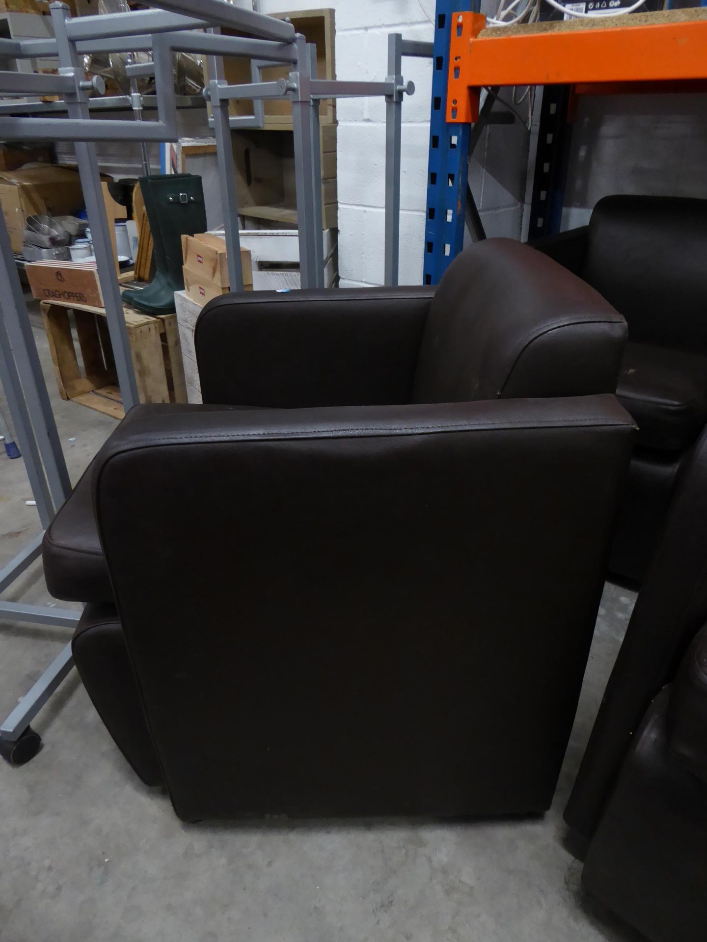 * 2 x brown leather easy chairs - Image 2 of 3