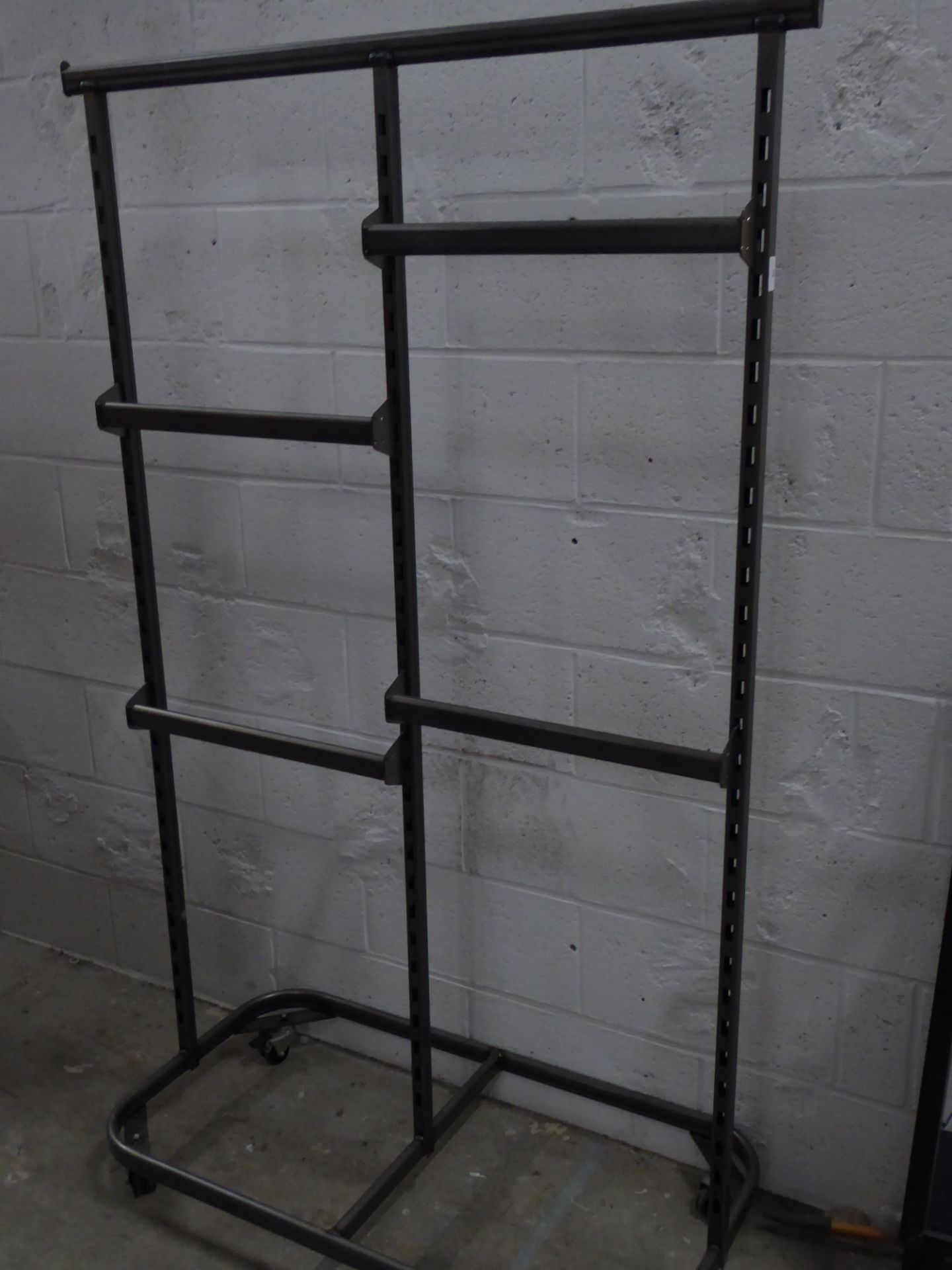 * grey metal clothes rail on castors with 4 adjustable half width rails. 1130w x 550d x 1800h - Image 2 of 2